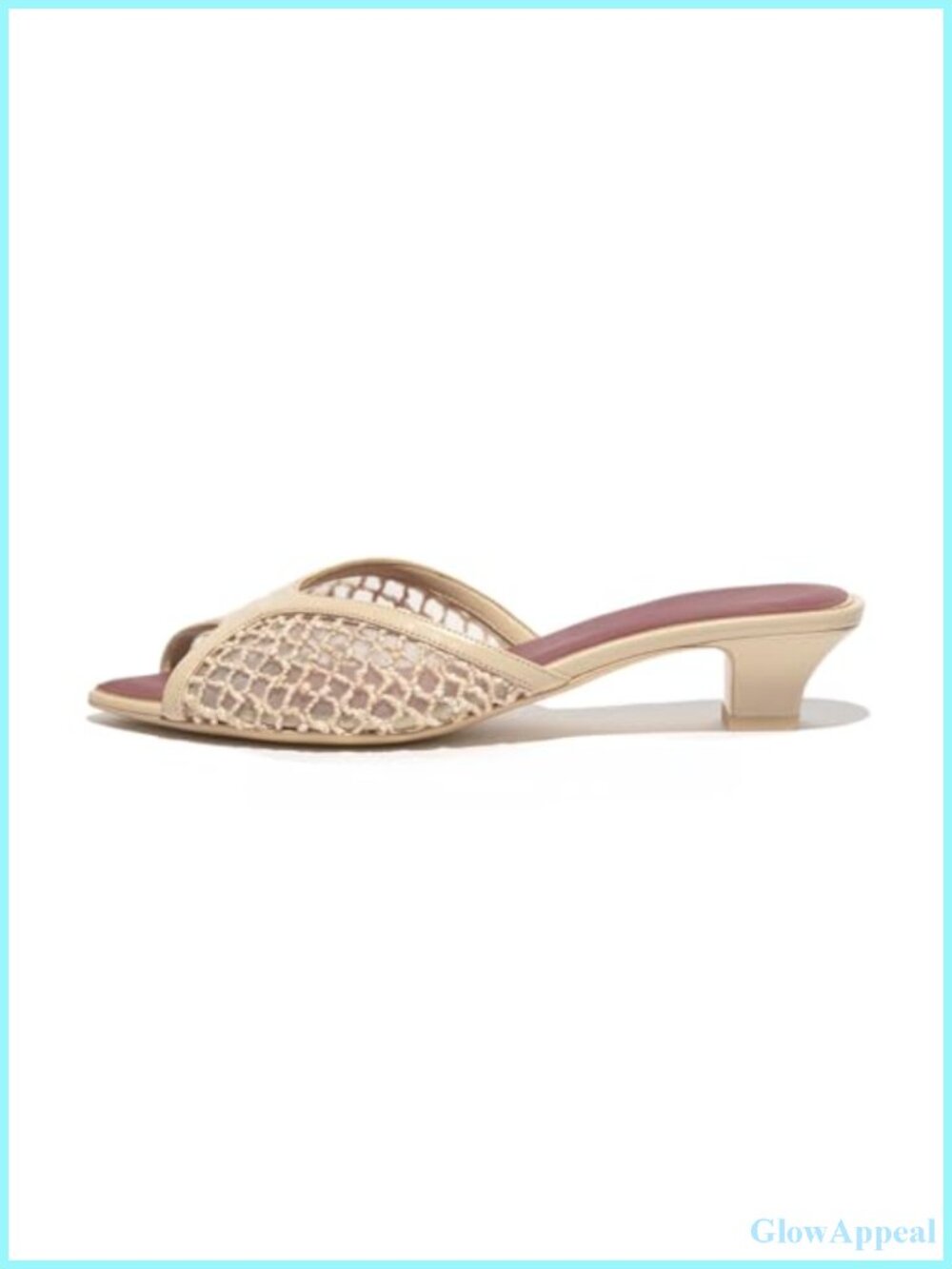 Chunky Peep Toe Mesh Mule Sandals Slip-On Block Heel